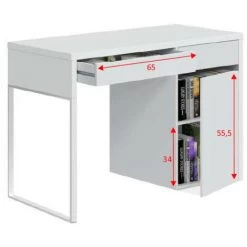 DANSMAMAISON Bureau 1 Porte 1 Tiroir Blanc Bois/Métal - DONCIN - L 108 X L 50 X H 75 Cm - Blanc 11 DANSMAMAISON Bureau 1 Porte 1 Tiroir Blanc Bois/Métal - DONCIN - L 108 X L 50 X H 75 Cm - Blanc -France Bureau Soldes 2022 64042333 5