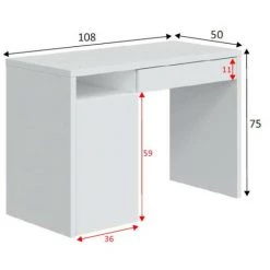 DANSMAMAISON Bureau 1 Porte 1 Tiroir 1 Niche Blanc Bois - DONCIN - L 108 X L 50 X H 75 Cm - Blanc 9 DANSMAMAISON Bureau 1 Porte 1 Tiroir 1 Niche Blanc Bois - DONCIN - L 108 X L 50 X H 75 Cm - Blanc -France Bureau Soldes 2022 64042391 3
