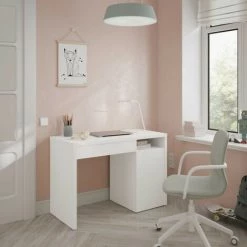 DANSMAMAISON Bureau 1 Porte 1 Tiroir 1 Niche Blanc Bois - DONCIN - L 108 X L 50 X H 75 Cm - Blanc 11 DANSMAMAISON Bureau 1 Porte 1 Tiroir 1 Niche Blanc Bois - DONCIN - L 108 X L 50 X H 75 Cm - Blanc -France Bureau Soldes 2022 64042391 5