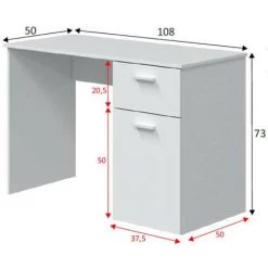DANSMAMAISON Bureau 1 Porte 1 Tiroir Blanc Bois - DONCIN N°2 - L 108 X L 50 X H 73 Cm - Blanc 9 DANSMAMAISON Bureau 1 Porte 1 Tiroir Blanc Bois - DONCIN N°2 - L 108 X L 50 X H 73 Cm - Blanc -France Bureau Soldes 2022 64042526 3