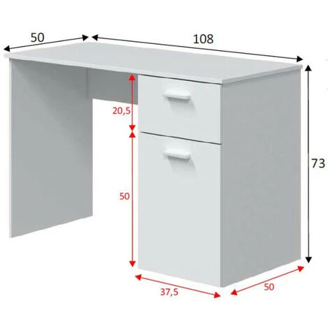 DANSMAMAISON Bureau 1 Porte 1 Tiroir Blanc Bois - DONCIN N°2 - L 108 X L 50 X H 73 Cm - Blanc 5 DANSMAMAISON Bureau 1 Porte 1 Tiroir Blanc Bois - DONCIN N°2 - L 108 X L 50 X H 73 Cm - Blanc – Image 3