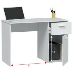 DANSMAMAISON Bureau 1 Porte 1 Tiroir Blanc Bois - DONCIN N°2 - L 108 X L 50 X H 73 Cm - Blanc 10 DANSMAMAISON Bureau 1 Porte 1 Tiroir Blanc Bois - DONCIN N°2 - L 108 X L 50 X H 73 Cm - Blanc -France Bureau Soldes 2022 64042526 4