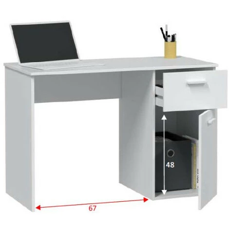DANSMAMAISON Bureau 1 Porte 1 Tiroir Blanc Bois - DONCIN N°2 - L 108 X L 50 X H 73 Cm - Blanc 6 DANSMAMAISON Bureau 1 Porte 1 Tiroir Blanc Bois - DONCIN N°2 - L 108 X L 50 X H 73 Cm - Blanc – Image 4