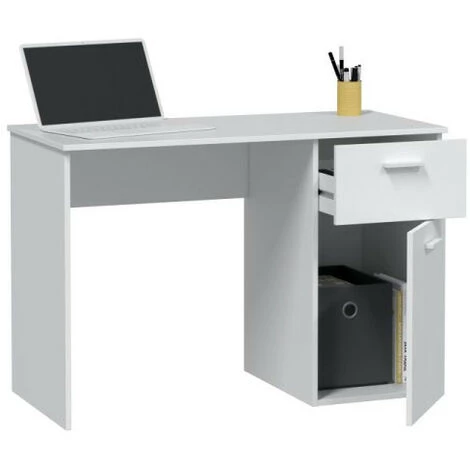 DANSMAMAISON Bureau 1 Porte 1 Tiroir Blanc Bois - DONCIN N°2 - L 108 X L 50 X H 73 Cm - Blanc 7 DANSMAMAISON Bureau 1 Porte 1 Tiroir Blanc Bois - DONCIN N°2 - L 108 X L 50 X H 73 Cm - Blanc – Image 5