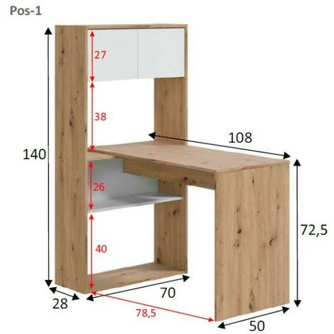 DANSMAMAISON Bureau Modulable Avec étagères Blanc/Chêne - AIKI - Horizontale : L 112 X L 144 X H 72.5 ; Verticale : L 108 X L 70 X H 140 Cm - Bois Clair 7 DANSMAMAISON Bureau Modulable Avec étagères Blanc/Chêne - AIKI - Horizontale : L 112 X L 144 X H 72.5 ; Verticale : L 108 X L 70 X H 140 Cm - Bois Clair – Image 5