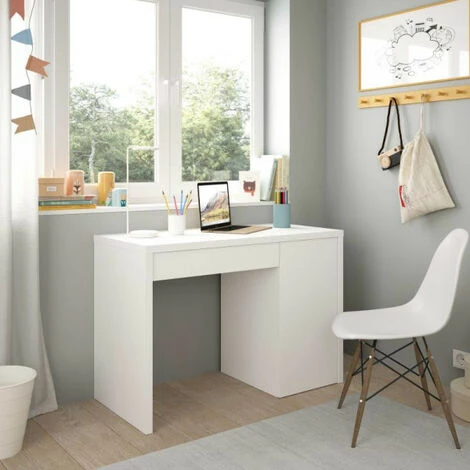 DANSMAMAISON Bureau 1 Porte 1 Tiroir Blanc Bois - DONCIN N°1 - L 108 X L 50 X H 75 Cm - Blanc 3 DANSMAMAISON Bureau 1 Porte 1 Tiroir Blanc Bois - DONCIN N°1 - L 108 X L 50 X H 75 Cm - Blanc