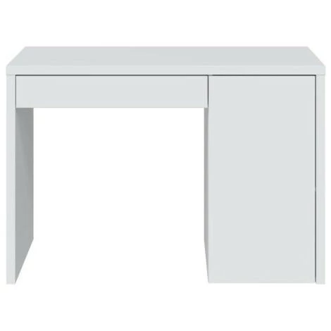 DANSMAMAISON Bureau 1 Porte 1 Tiroir Blanc Bois - DONCIN N°1 - L 108 X L 50 X H 75 Cm - Blanc 4 DANSMAMAISON Bureau 1 Porte 1 Tiroir Blanc Bois - DONCIN N°1 - L 108 X L 50 X H 75 Cm - Blanc – Image 2
