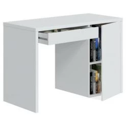 DANSMAMAISON Bureau 1 Porte 1 Tiroir Blanc Bois - DONCIN N°1 - L 108 X L 50 X H 75 Cm - Blanc 9 DANSMAMAISON Bureau 1 Porte 1 Tiroir Blanc Bois - DONCIN N°1 - L 108 X L 50 X H 75 Cm - Blanc -France Bureau Soldes 2022 64043531 3