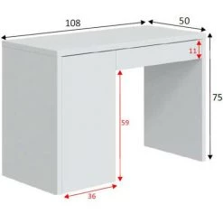 DANSMAMAISON Bureau 1 Porte 1 Tiroir Blanc Bois - DONCIN N°1 - L 108 X L 50 X H 75 Cm - Blanc 10 DANSMAMAISON Bureau 1 Porte 1 Tiroir Blanc Bois - DONCIN N°1 - L 108 X L 50 X H 75 Cm - Blanc -France Bureau Soldes 2022 64043531 4