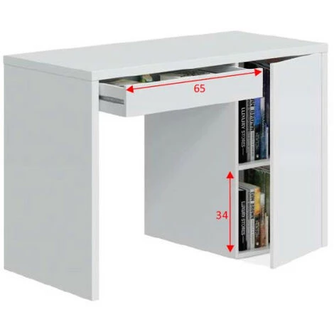 DANSMAMAISON Bureau 1 Porte 1 Tiroir Blanc Bois - DONCIN N°1 - L 108 X L 50 X H 75 Cm - Blanc 7 DANSMAMAISON Bureau 1 Porte 1 Tiroir Blanc Bois - DONCIN N°1 - L 108 X L 50 X H 75 Cm - Blanc – Image 5