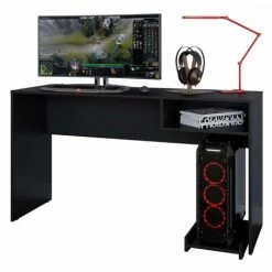 BEAUX MEUBLES PAS CHERS Bureau Gamer 136 Cm Noir 1 Niche