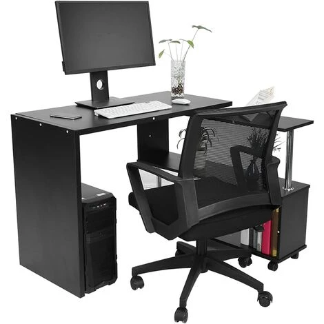 LEISEN Bureau En Forme De L - Rotation à 360 Degrés - Angle Réglable - Bureau De Rangement Pour Ordinateur Portable - Blanc 3 LEISEN Bureau En Forme De L - Rotation à 360 Degrés - Angle Réglable - Bureau De Rangement Pour Ordinateur Portable - Blanc