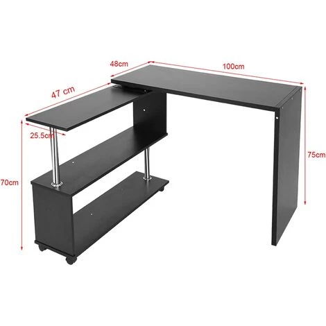 LEISEN Bureau En Forme De L - Rotation à 360 Degrés - Angle Réglable - Bureau De Rangement Pour Ordinateur Portable - Blanc 6 LEISEN Bureau En Forme De L - Rotation à 360 Degrés - Angle Réglable - Bureau De Rangement Pour Ordinateur Portable - Blanc – Image 4