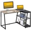 LEISEN Bureau D'Ordinateur Bois Avec étagères Noir Et Chêne En Forme De L Poste De Travail Pour Bureau à Domicile 125x80x75cm -France Bureau Soldes 2022 64074147 1