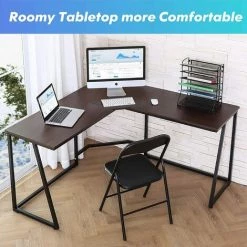 LEISEN Bureau D'Ordinateur Bois Marron Vintage Table D'écriture En Forme De L Poste De Travail Pour Bureau à Domicile 140x140x75cm LCD114001WE 8 LEISEN Bureau D'Ordinateur Bois Marron Vintage Table D'écriture En Forme De L Poste De Travail Pour Bureau à Domicile 140x140x75cm LCD114001WE -France Bureau Soldes 2022 64074313 3