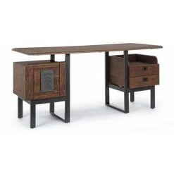 WEBMARKETPOINT Bureau Vintage Jupiter 2 Tiroirs 165 Cm