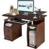 RELAX4LIFE Bureau D'Ordinateur Avec 2 Tiroirs, Tablette Imprimante Et Tablette à Clavier，Bureau Informatique Avec Compartiments De Rangement Pour Bureau, Salon, Étude, 120X55X85CM (Noyer) -France Bureau Soldes 2022 64129856 1