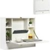 RELAX4LIFE Table Murale Rabattable Avec 4 Compartiments Et 1 Tiroir, Table Murale Pliable Gain De Place Avec Loquet Pour Bureau Maison, Brun/Blanc/Noir(Blanc) -France Bureau Soldes 2022 64130133 1