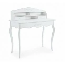 WEBMARKETPOINT Bureau En Bois Blanc 2 Tiroirs Daisy Shabby