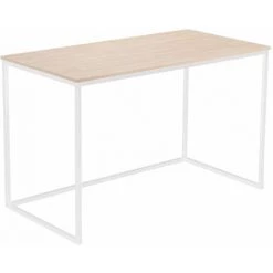 SKRAUT HOME Table D'étude MIA. Plateau En Bois Couleur Chêne Nordique De 19 Mm D'épaisseur. Pieds En Métal Blanc. 120x60x75cm - MULTICOLORE