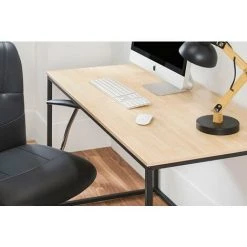 SKRAUT HOME Table D'étude MIA. Plateau En Bois Couleur Chêne Nordique De 19 Mm D'épaisseur. Pieds En Métal Blanc. 120x60x75cm - MULTICOLORE -France Bureau Soldes 2022 64160980 4