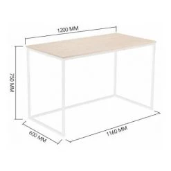 SKRAUT HOME Table D'étude MIA. Plateau En Bois Couleur Chêne Nordique De 19 Mm D'épaisseur. Pieds En Métal Blanc. 120x60x75cm - MULTICOLORE -France Bureau Soldes 2022 64160980 5