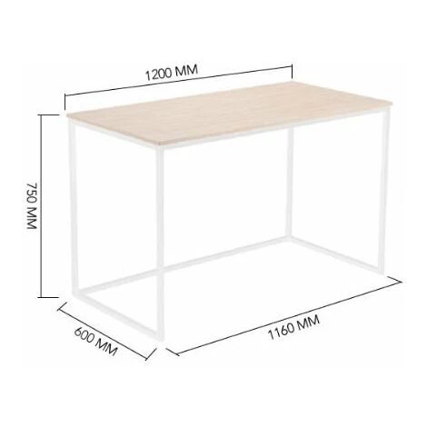 SKRAUT HOME Table D'étude MIA. Plateau En Bois Couleur Chêne Nordique De 19 Mm D'épaisseur. Pieds En Métal Noir. 120x60x75cm - MULTICOLORE 7 SKRAUT HOME Table D'étude MIA. Plateau En Bois Couleur Chêne Nordique De 19 Mm D'épaisseur. Pieds En Métal Noir. 120x60x75cm - MULTICOLORE – Image 5