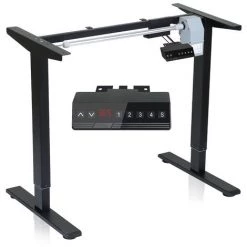 VINGO Cadre De Table De Bureau Réglable En Hauteur Table à Colonne De Levage Jusqu'à 80 Kg De Charge, Noir - Blanc