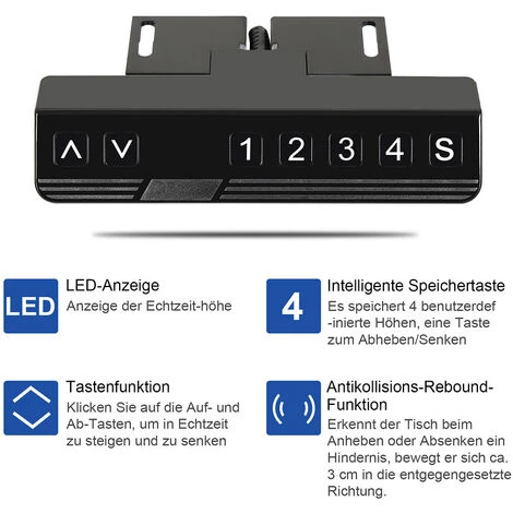 VINGO Cadre De Table De Bureau Réglable En Hauteur Table à Colonne De Levage Jusqu'à 80 Kg De Charge, Noir - Blanc 5 VINGO Cadre De Table De Bureau Réglable En Hauteur Table à Colonne De Levage Jusqu'à 80 Kg De Charge, Noir - Blanc – Image 3