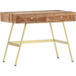 FUHUIDATRADING Bureau Avec Tiroirs 100x55x75 Cm Bois Solide