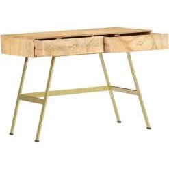 FUHUIDATRADING Bureau Avec Tiroirs 100x55x75 Cm Bois Solide De Manguier -France Bureau Soldes 2022 64210893 2