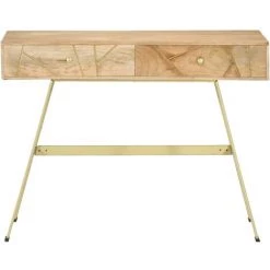 FUHUIDATRADING Bureau Avec Tiroirs 100x55x75 Cm Bois Solide De Manguier -France Bureau Soldes 2022 64210893 3