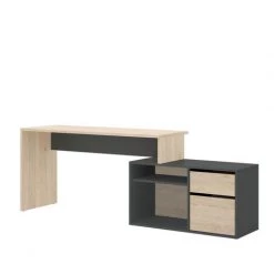 BEFARA TABLE DE BUREAU EN L OTTO - Graphite / Naturel - Graphite / Naturel -France Bureau Soldes 2022 64379906 4