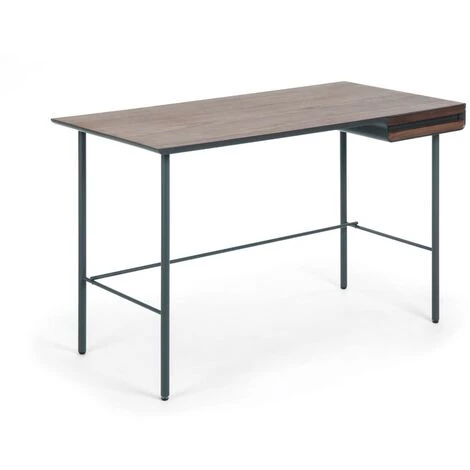 Bureau Coloris Naturel / Noir En Contreplaqué De Noyer - Longueur 120 X Profondeur 60 X Hauteur 75 Cm -PEGANE- 3 Bureau Coloris Naturel / Noir En Contreplaqué De Noyer - Longueur 120 X Profondeur 60 X Hauteur 75 Cm -PEGANE-