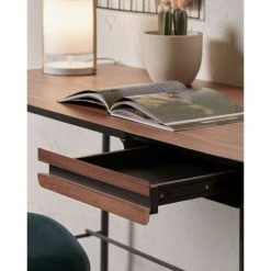 Bureau Coloris Naturel / Noir En Contreplaqué De Noyer - Longueur 120 X Profondeur 60 X Hauteur 75 Cm -PEGANE- 9 Bureau Coloris Naturel / Noir En Contreplaqué De Noyer - Longueur 120 X Profondeur 60 X Hauteur 75 Cm -PEGANE- -France Bureau Soldes 2022 64441446 3