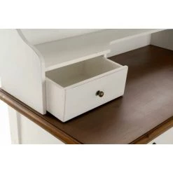 Bureau En Paulownia Coloris Blanc / Marron - Longueur 90 X Hauteur 101 X Profondeur 40 Cm - PEGANE - -France Bureau Soldes 2022 64451582 3