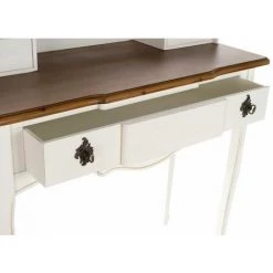 Bureau En Paulownia Coloris Blanc / Marron - Longueur 90 X Hauteur 101 X Profondeur 40 Cm - PEGANE - -France Bureau Soldes 2022 64451582 4