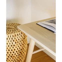 Bureau Coloris Naturel En Bois D'hévéa Massif - Longueur 120 X Profondeur 60 X Hauteur 73 Cm -PEGANE- -France Bureau Soldes 2022 64456079 3