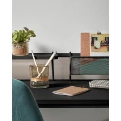 Bureau Coloris Noir En Mélamine Et Pieds En Acier - Longueur 98 X Profondeur 46 X Hauteur 89 Cm -PEGANE- -France Bureau Soldes 2022 64456520 3