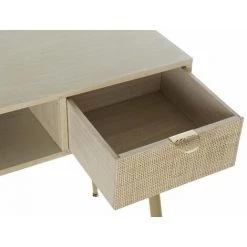 Bureau En Bois De Rotin Et Pauwlonia Coloris Naturel - Longueur 115 X Hauteur 77 X Profondeur 50 Cm - PEGANE - -France Bureau Soldes 2022 64456536 3