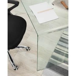 Bureau En Verre Trempé - Longueur 125 X Profondeur 70 X Hauteur 76 Cm -PEGANE- -France Bureau Soldes 2022 64459293 3