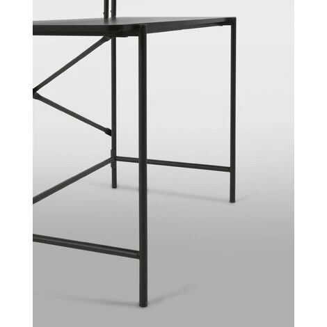 Bureau Coloris Noir En Mélaminé Et Pieds En Métal Laqué - Longueur 120 X Profondeur 64,5 X Hauteur 88 Cm -PEGANE- 5 Bureau Coloris Noir En Mélaminé Et Pieds En Métal Laqué - Longueur 120 X Profondeur 64,5 X Hauteur 88 Cm -PEGANE- – Image 3