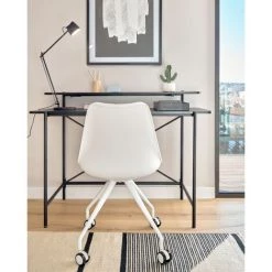 Bureau Coloris Noir En Mélaminé Et Pieds En Métal Laqué - Longueur 120 X Profondeur 64,5 X Hauteur 88 Cm -PEGANE- 11 Bureau Coloris Noir En Mélaminé Et Pieds En Métal Laqué - Longueur 120 X Profondeur 64,5 X Hauteur 88 Cm -PEGANE- -France Bureau Soldes 2022 64459512 5