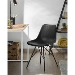 Bureau Coloris Naturel / Blanc En Mélamine Et Pieds En Acier - Longueur 120 X Profondeur 60 X Hauteur 76 Cm -PEGANE- -France Bureau Soldes 2022 64459520 5