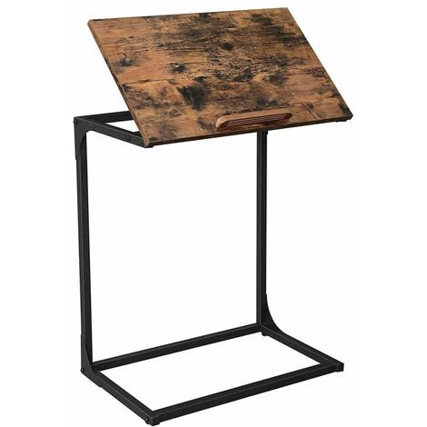 HELLOSHOP26 Table D'appoint Bout De Canapé Petit Bureau Pour Ordinateur Portable Dessus De Table Inclinable Cadre En Acier Robuste Pour Salon Montage Facile 66 Cm Marron Rustique Et Noir - Marron 3 HELLOSHOP26 Table D'appoint Bout De Canapé Petit Bureau Pour Ordinateur Portable Dessus De Table Inclinable Cadre En Acier Robuste Pour Salon Montage Facile 66 Cm Marron Rustique Et Noir - Marron