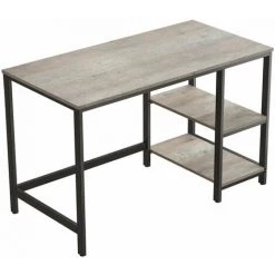 HELLOSHOP26 Bureau Informatique Table D’étude Avec étagère à 2 Niveaux à Gauche Ou à Droit Pour Bureau Salon Cadre En Métal Style Industriel Grège Et Noir - Métal