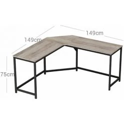 HELLOSHOP26 Bureau D’angle Table En Forme De L Pour Travailler Et Réviser Bureau à Domicile Gain D'espace Montage Facile Style Industriel 149 Cm Grège Et Noir - Noir -France Bureau Soldes 2022 64694237 2