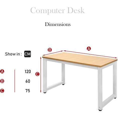 MODERNLUXE Bureau D'ordinateur En Bois Table D'écriture Naturel 6 MODERNLUXE Bureau D'ordinateur En Bois Table D'écriture Naturel – Image 4