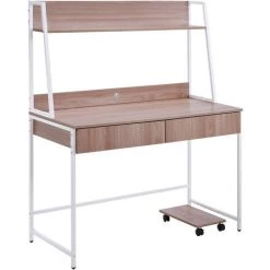 Bureau, Bureau D'ordinateur, Tables Consoles, Table De Bureau Avec étagères, étagère, 2 Tiroirs, étagères Pour Livres, Couleur Bois,LBF -France Bureau Soldes 2022 64710770 2