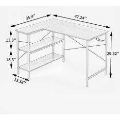 Bureau D'angle,avec étagère Pour, En Forme De L, Convient Pour Le Salon, La Chambre, Le Bureau, Simple Et Moderne, Rustic Brown,LBF -France Bureau Soldes 2022 64710848 3